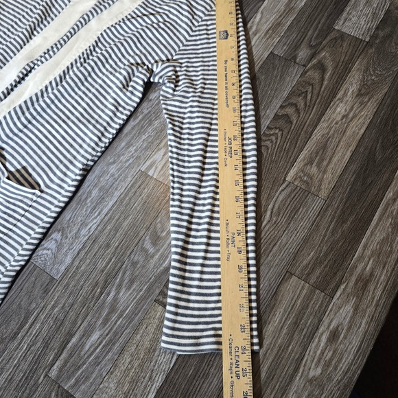 LAUREN Ralph Lauren Grey White Striped Cardigan Womens XL Long Sleeve Open Front - Picture 14 of 16